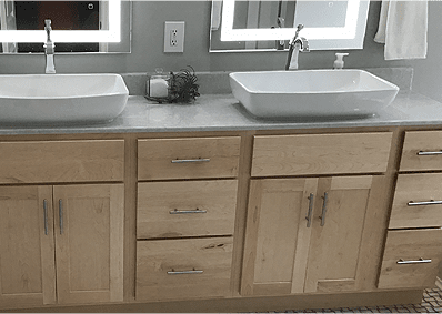 Two sink with vanity bathroom