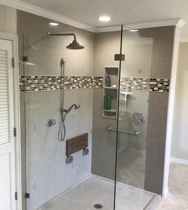 Shower room with glass